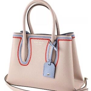 Kate Spade Beige Satchel with Red and Blue Accents